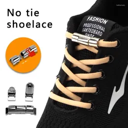 Shoe Parts Semicircle Elastic Shoelaces For Sneakers No Tie Laces Without Ties Fast Security Round Metal Lock Shoelace Rubber Band