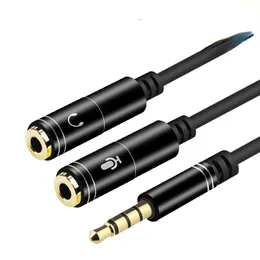 Adaptador de fone de ouvido MIC Y CABO DE APLITADOR DE 3,5 mm de áudio estéreo AUX para 2 plugues de microfone de áudio separados femininos