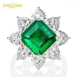 Toca de cluster jewepisode vintage 925 prata esterlina 10x10mm Emerald Paraiba Turmaline Ring Brindy Party Fine Jóias finas homens