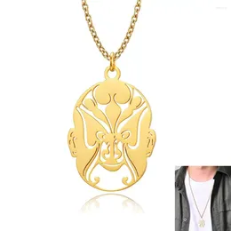 Pendant Necklaces 2024 Fashion Chinese Style Face Changing Stainless Steel Necklace For Men Trend Sichuan Opera Jewelry