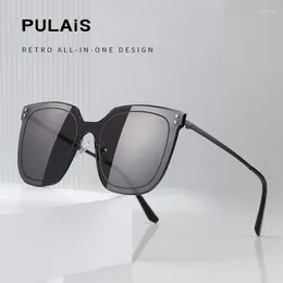 Sunglasses Pulais Oversize Women's One Piece Acetate Material Style HD Polarized Lens Eyewear Protect Your Eye From Strong Light