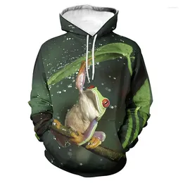 Herrtröja hoodie 3d tryckt djur groda män kvinnor huva tröja pullover barn långa ärmar toppar roliga streetwear