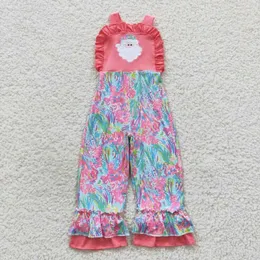 Clothing Sets Wholesale Baby Girl Jumpsuit Embroidery Santa Claus Colorful Pattern Pink Onesie