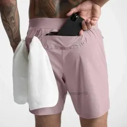Men Yoga Sports Lululemeni shorts quinto calça ao ar livre Fiess Quick Dry Back Zipper Pocket Solid Color Tops Running Decontul Sweatspa