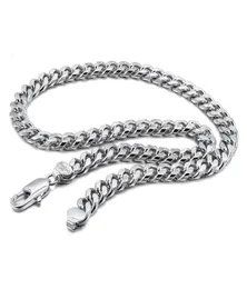 100925 Sterling Gümüş Punk Kolye Erkekler 10mm Curb Küba Bağlantı Zinciri Chokers Hediye Moda Vintage Adam Katı Takı Chains8123236