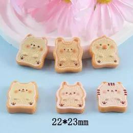 Dekorativa figurer 20st Cartoon Kawaii Toast Flatback Harts Cabochon Mini Food Scrapbook Crafts Diy Jewelry Making Dollhouse Accessories