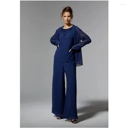 Partykleider eleganter Abend Frauen maßgeschneiderte Perlen -Jumpsuit Mutter des Brautkleidmantels voller Ärmel formelles Cocktailkleid