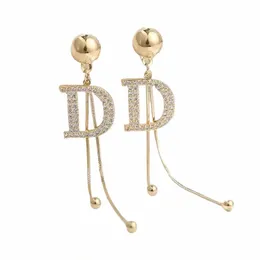 designer Jewelry Dangle Sier Needle Micro-zirc Earrings Snake Be Chain Tassel Earring D Words H3di#