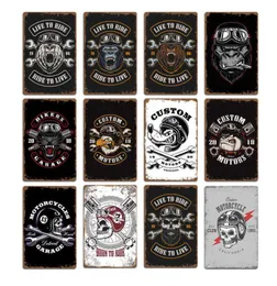 2021 New Motorcycle Skull Wolf Sinais de placas de pub de pub decoração de parede vintage Metal Tin Sign Home Garage Decor Postersa6972949