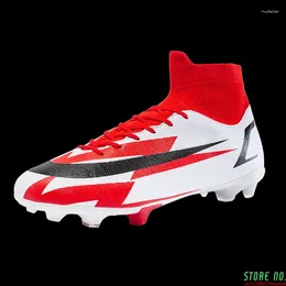 Casual Shoes 2024 Firm Ground Training Football Boots Man Knitted High Upper TF Sports Soccer Breathable Slip-Up Design