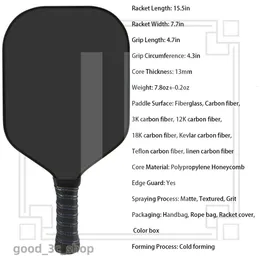 Squash -Schläger Pickleball -Paddel Personalisierte Anpassung Bild/S Kohlefaser Thermoforming/Kälte Bildung Gurken Ballschläger Racket 847