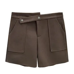 PLUS TAMANHO MULHERA OUTONO E WINTER 100KG Design de moda shorts de lã casual Casual High Caist Bootcut 1175 240420