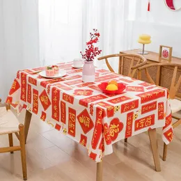 テーブルクロスペヴァカプレットテーブルクロス年の防水とオイルプルーフの赤いお祝いのコーヒーカバー