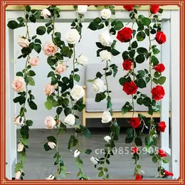 Dekorative Blumen künstliche Rose Ivy Vine Hochzeit Dekoration Real Touch Seidenblumschnur Hänge Girlande Party Dekor 2m