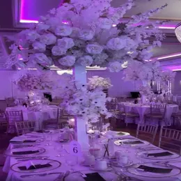 4 색 선택 선택) 웨딩 블랙 테이블 꽃 스탠드 흰색 중심 장식과 흰색 꽃 스탠드 중심 장식