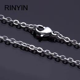 Men Women Jewerly 1mm 16 18 20 22 24 Inches Links Chain Fashion Necklace Stainless Steel Classic Pop Rolo Chains 240429
