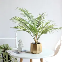 Dekorativa blommor Plastiska breda applikationer Arca Palm Tree Alla rymdmaterial Faux i Pot Home Decor 75cm