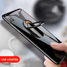 Mobile Phone Holder Cigarette Lighter Creative Usb Ring Buckle Charging Lighter Customizable Pattern DIY Gift