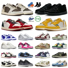 Jump Man Low 1s Reverse Basketball Shoes 1 Men Women Lows Canary Lucky Green Mocha Black Phantom Olive Wolf Grey Flat Sneakers Outdoor Sports Trainers