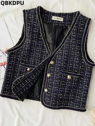 Giackette coltivate con giubbotto in tweed coreano Donne Giaqueta di grandi dimensioni Giaquetas Eleganti cappotti di gilet casual Weste Ceketler Giubbotti a quadri Top 240430