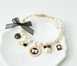 Dog Apparel Cute Pet Pearl Collar Princess Bow Necklace Cat Jewelry Adjustable Puppy Accessories Chihuahua Wedding Stuff6715108