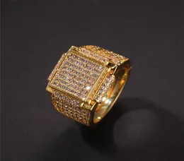 Hiphip 18k żółte białe złoto Pierścienie diamentowe dla męskiej najwyższej jakości Fashaion Hip Hop Akcesoria CZ Klejnoty Pierścień Wholle8302218