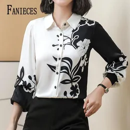 Women's Blouses FANIECES Camisas S-4XL Summer Vintage Women Casual Print Shirt Oversize Female Long Sleeve Tees Tops Elegant