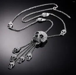 Hänge halsband halloween halsband skalle skelett tofs crystal rhinestone nack kedja länk män kvinnor smycken tillbehör goth h9764886