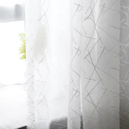 Лизма белая полосатая занавеска для тюля для гостиной спальни современное льняное вуалевое прозрачное оконные шторы для кухонных жалюзи 240429