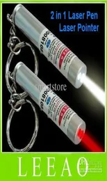 100pcslot NUOVO 2 in 1 LED LED BIANCO E LASER ROSSO Pennello Laser Pennello Tashlight Light Key Chain1596261