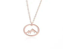 Simple Nature Snowy Mountain Necklace Circle Round Mountain Top Range Necklace Landscape Lover Camping Outdoor Necklaces for Women3049422