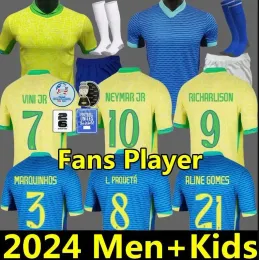 Brasilien National Team Soccer Jersey 2022 2023 Men's Home/Away Football Shirt Kit för män och barn