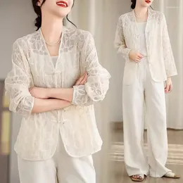 سترات نسائية على الطراز الصيني stugha jacket women jacquard تطريز الحماية من أشعة الشمس ملابس عباد الشمس حجم كبير متعدد الاستخدامات فائقة الرقيقة