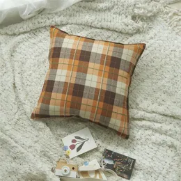 Yastık ekose dekoratif yastıklar 45x45 cm Yatak kanepe oturma odası için floked kapak rahat modern ev dekor
