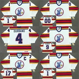 KOB KANSAS CITY SCOUTS Jersey 1 Denis Herron 4 Steve Durbano 9 Wilf PaiEment 17 Simon Nolet 1975 Custom Hoceky Jerseys