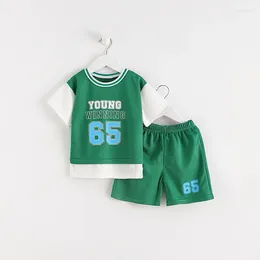 Giyim setleri bebek erkek spor takım elbise gündelik moda çocuk kıyafetleri 2pc/set beden eğitimi takım elbise kısa kollu ve spor salonu