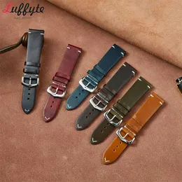 Watch Bands Oil wax genuine leather denim strap 18mm 20mm 22mm 24mm gradient retro mens and womens replacement Q240430