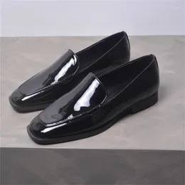 Casual Shoes Sewing Lines For Ladies Square Toes Womens Low Heels Female Loafers Patent Leather Zapatos Mujer Shallow Chassure Femme