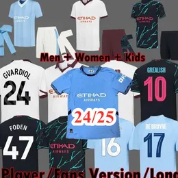 23 24 25 Haaland Mans Soccer Jerseys Grealish Sterling Cities Mahrez Fans Version de Bruyne Foden 2024 Football Shirt Kits Thit Thorm Shirt 16-4xl