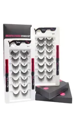 NEU 7 PAILSSETS -SETSSET -Verwenden Verwenden Sie falsche Wimpern Magnetische Wimpern mit Eyeliner für Make -up -Set mit wasserdichtem Flüssigkeit Eyeliner Pweezer3720107