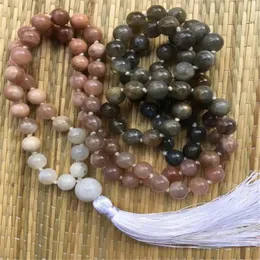 Chains 8mm Moonstone Labradorite 108 Beads Handmade Tassel Necklace Layered Classic Everyday Wear Statement Gemstone Contemporary Yoga