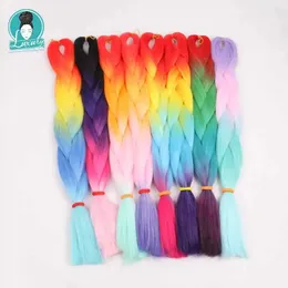 الرفاهية لبلد 10pcs buy buy henlon 24 60cm أشقر أشقر أخضر أخضر اثنين من نغمة أومبري تجديل الشعر الاصطناعية jumbo