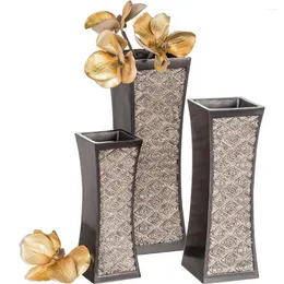 Kerzenhalter dekorative Kerzen und Accessoires braune Vasen für Dekor -Mittelstücke - Set von 3 Blumen idealer Hausgarten