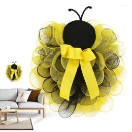 Decorative Flowers Spring Wreaths For Front Door 14Inch Autumn Wreath Hanger Bee Party Decorations Honey Hive Decoration