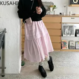 Skirts KUSAHIKI 2024 Spring Pleated Skirt With Multiple Layers Of Patchwork Casual And Versatile Half Y2k For Women
