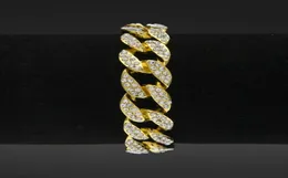 Herren Womens Chain HipHop Out Curb 15 cm 8 Zoll Miami Kubaner Silber Gold plattiert Armband mit klaren Strasssteinen Mode Jewe4779592