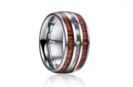 Anéis de casamento 6mm Hawaiian Koa Wood and Abalone Shell Tungsten Carbide para mulheres Menwedding Lois221438442