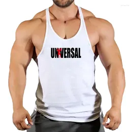 Erkek tank üstleri egzersiz üst kas adamları spor giyim giyim vücut geliştirme stringer erkekler pamuk yelek geri kolsuz gömlek spor singlets