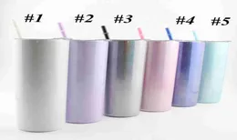 Sublimation 20oz Glitter Tumblers Stainless Steel Skinny Tumbler Rainbow Tumblers Vacuum Insulated Beer Coffee Mugs with Straw LLS7507758