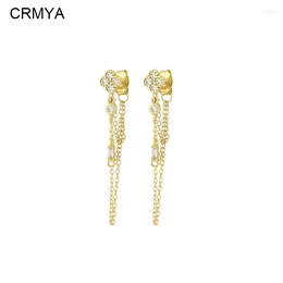 Dangle Earrings CRMYA Gold Plated For Women Vintage Piercing CZ Zircon Female Initial Chain 2024 Jewelry Wholesale